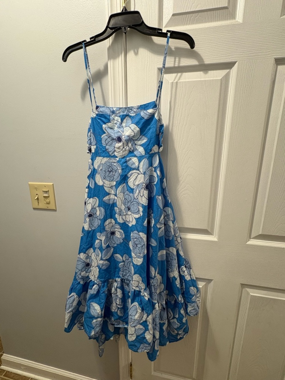 J. CREW Convertible Beach Midi Sundress Blue Floral Cotton
